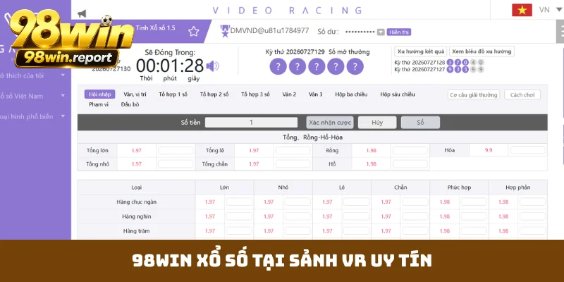 98WIN xổ số tại sảnh VR uy tín