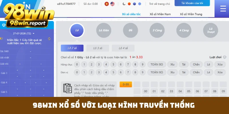 98WIN xổ số với loại hình truyền thống